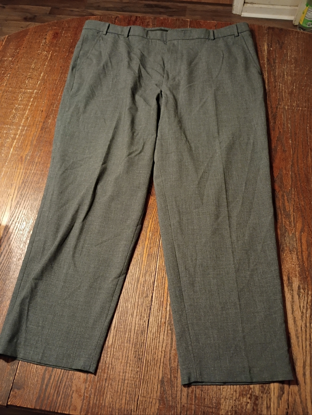44x30 George Grey Dress Pants Trousers Slacks Flat Front Pleated Leg
